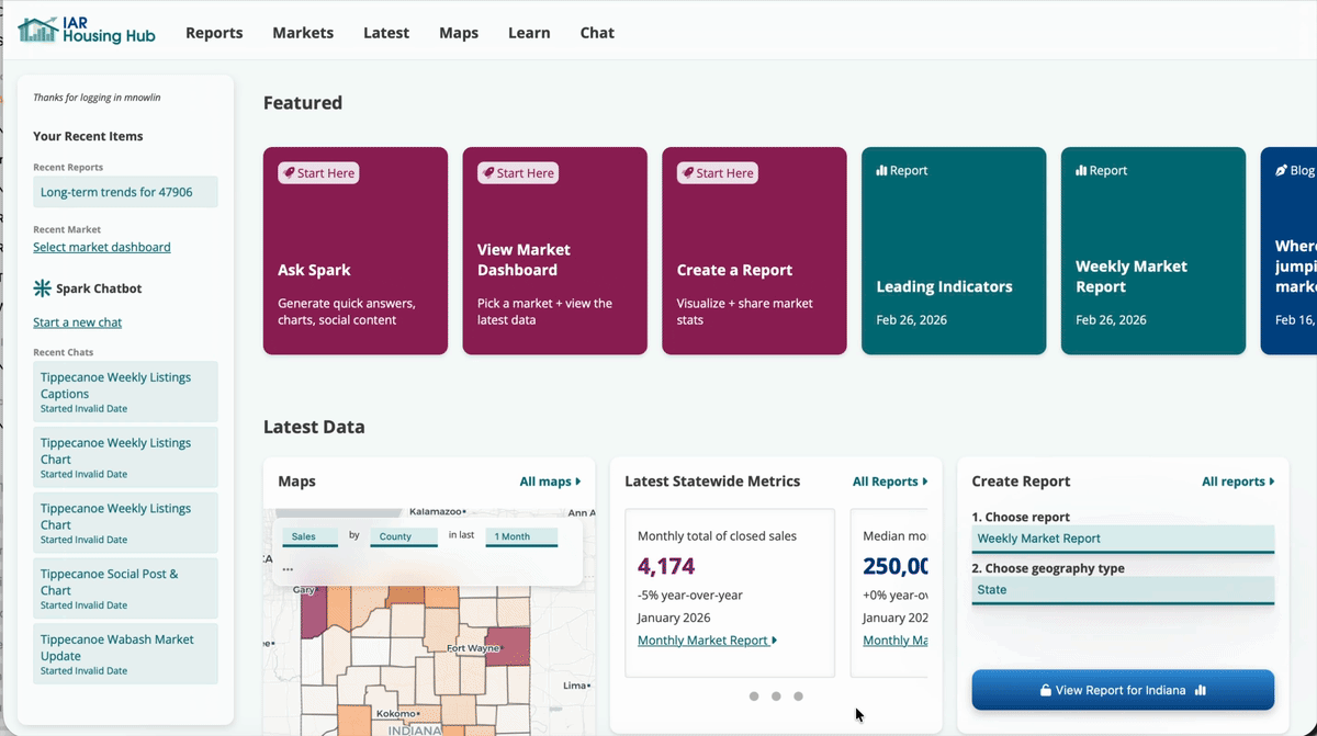 Preview: Markets → township selection → load dashboard