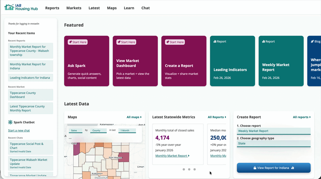 Preview: Search county → open dashboard → view weekly insights
