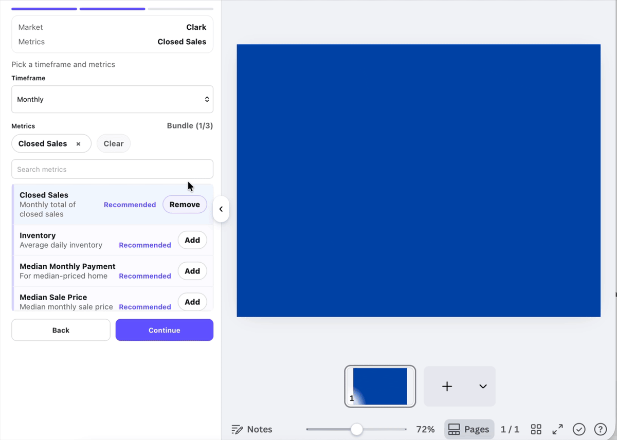 GIF: Build a bundle → insert → save as a saved set